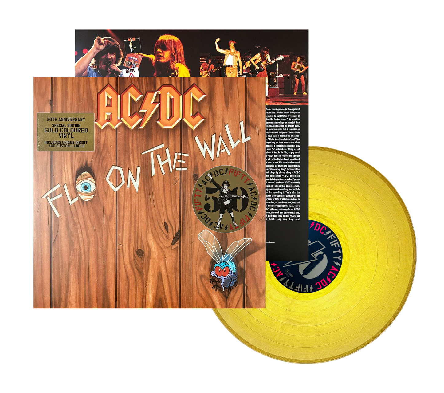 Ac/dc Fly On The Wall 50th Anniversary Dorado Gold Lp Vinyl