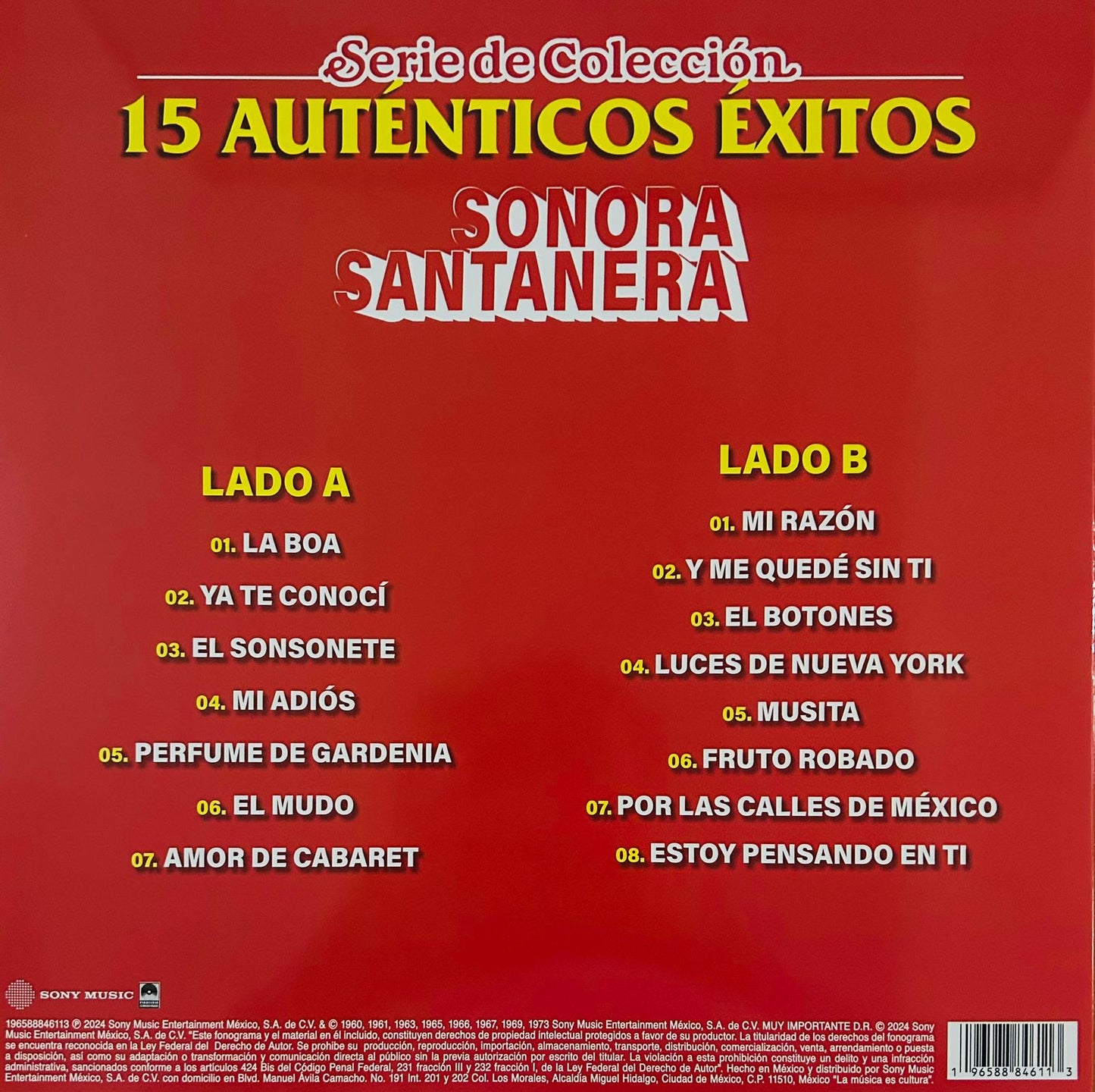 La Sonora Santanera 15 Autenticos Exitos Transparente Clear Lp Vinyl