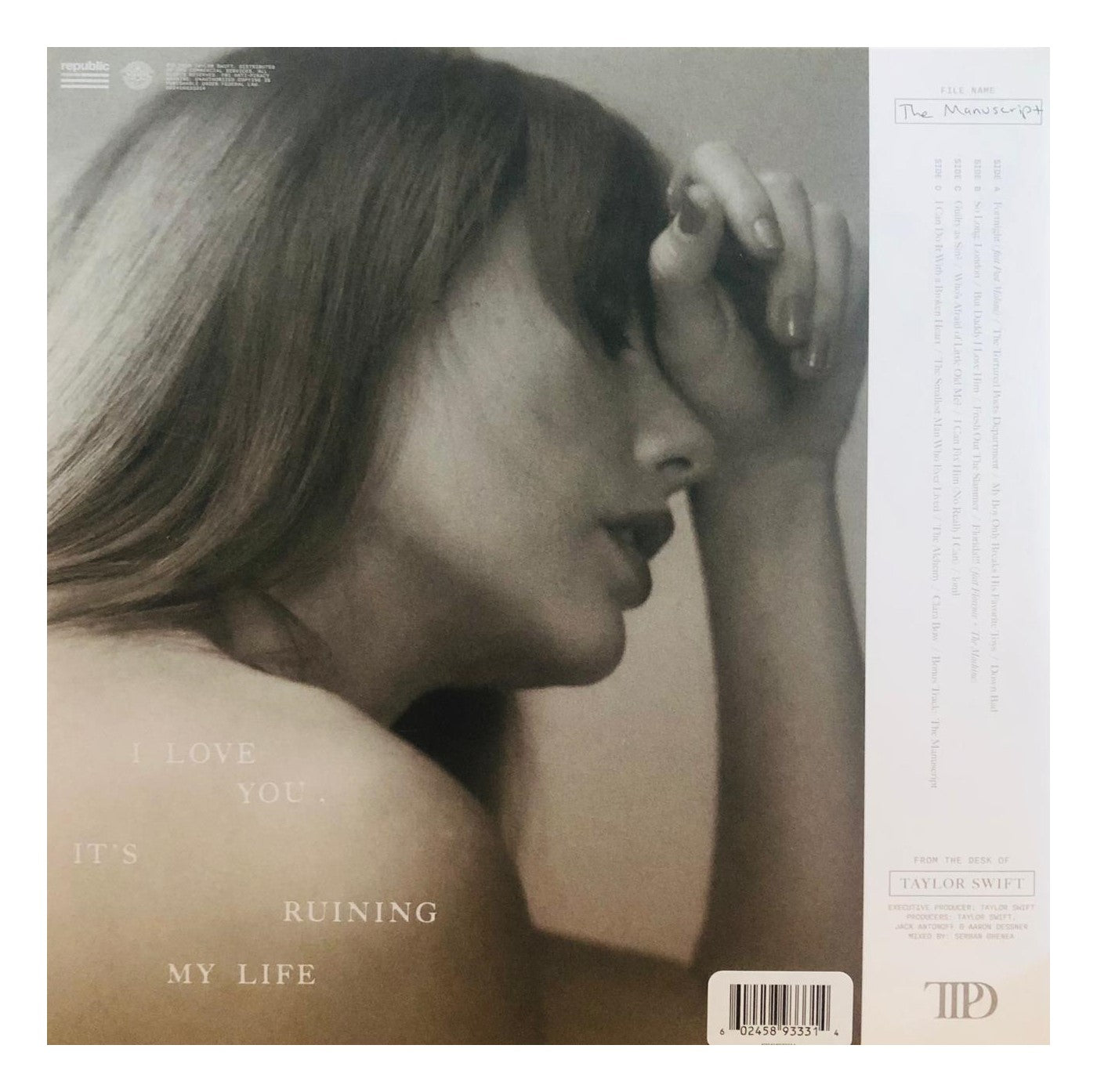 Taylor Swift The Tortured Poets Department Blanco White 2 Lp Vinyl