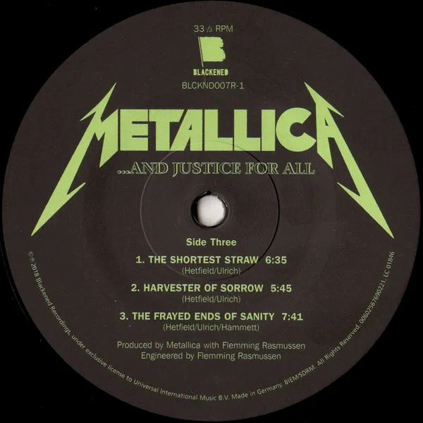 Metallica And Justice For All Remastered 2018 Vinyl 2 Lp