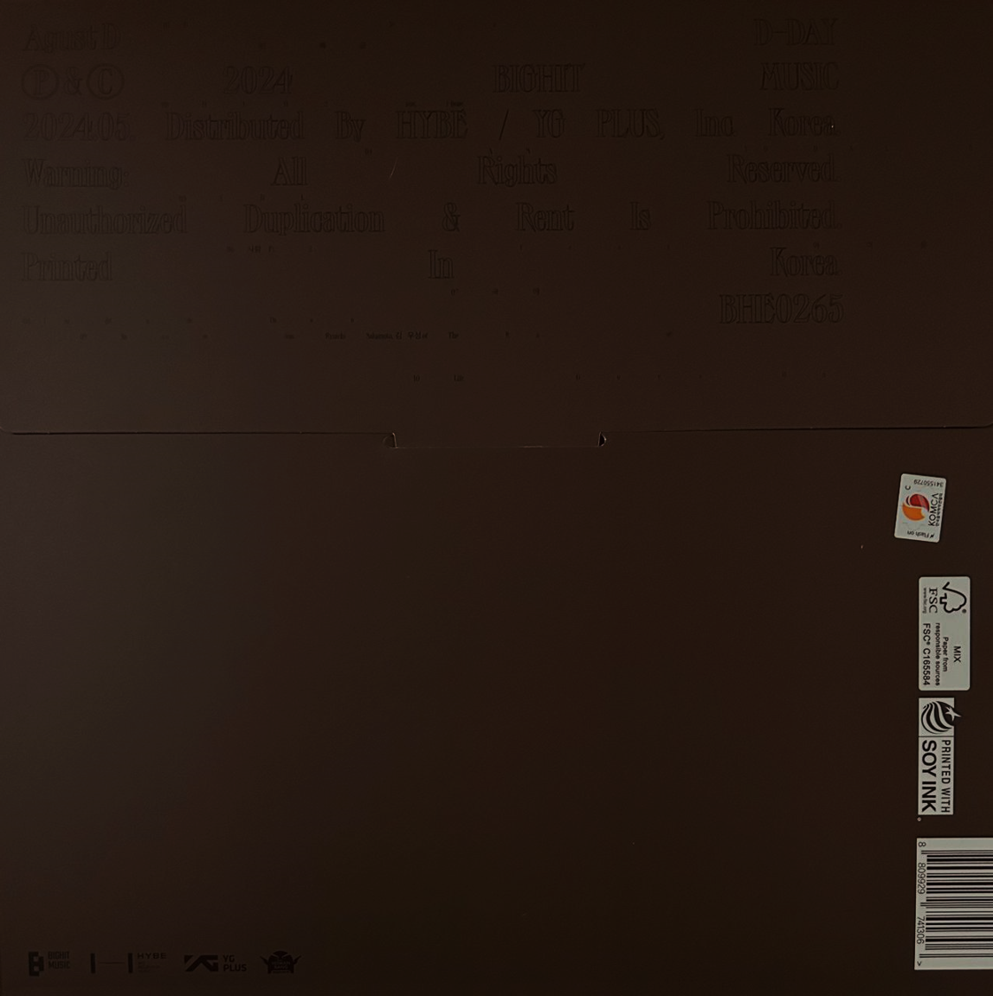 Agust D ( Suga Bts ) D-day Splatter Lp Vinyl