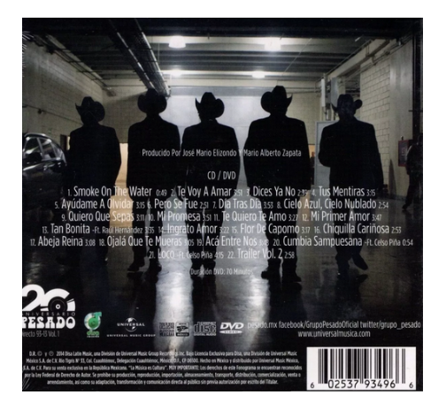 Pesado 20 Aniversario Directo 93 13 Vol 1 2 Discos Cd + Dvd
