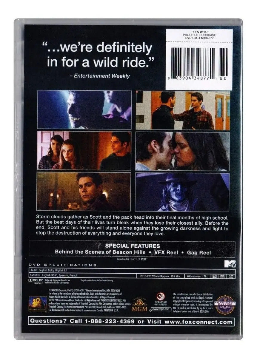 Teen Wolf Sexta Temporada 6 Seis Parte 1 Uno Dvd