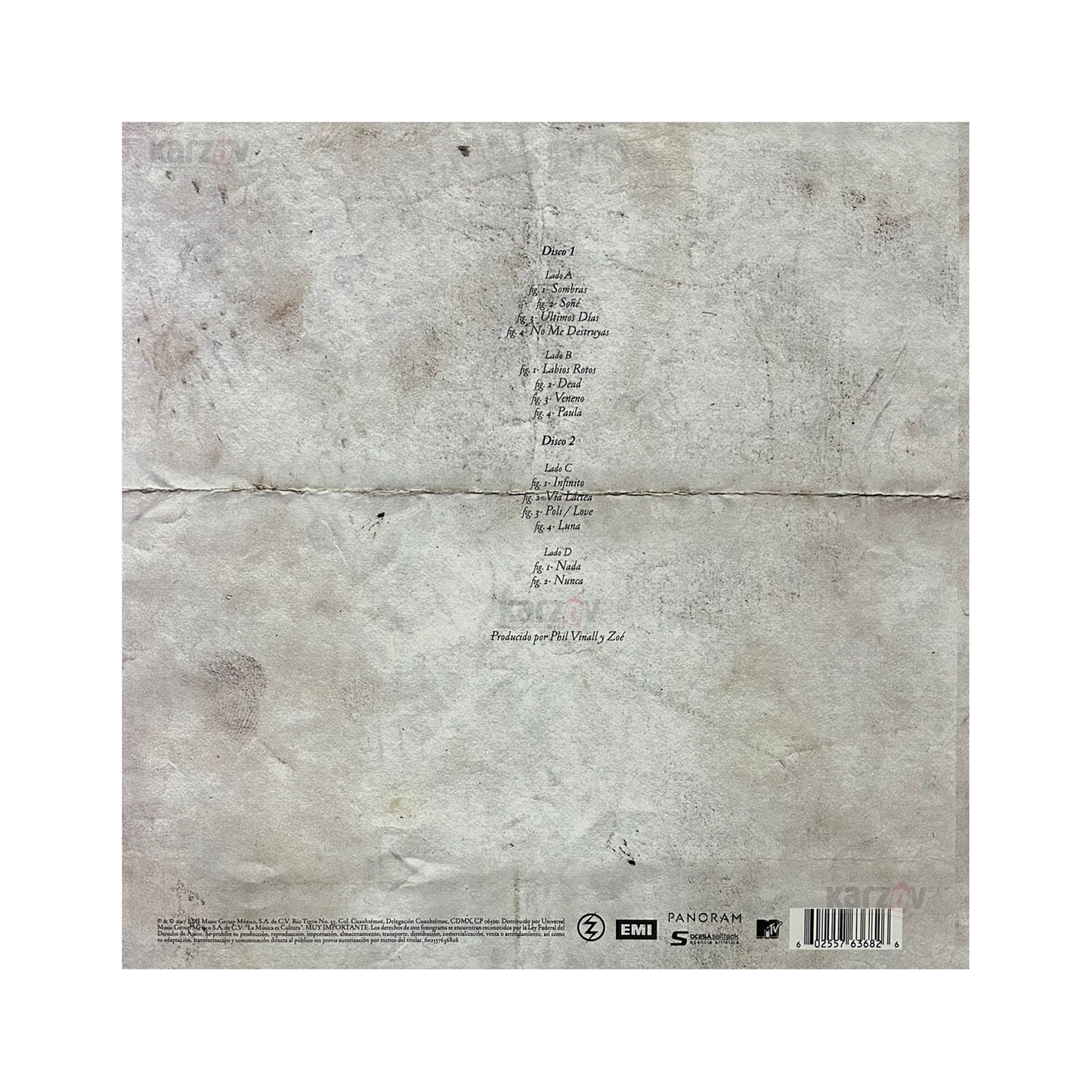 Zoe Musica De Fondo Unplugged Mtv NEGRO Black 2 Lp Vinyl