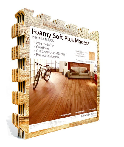 Tapete Foamy Fomi Fomy Imitación Madera 4 Piezas Abarca 1m²