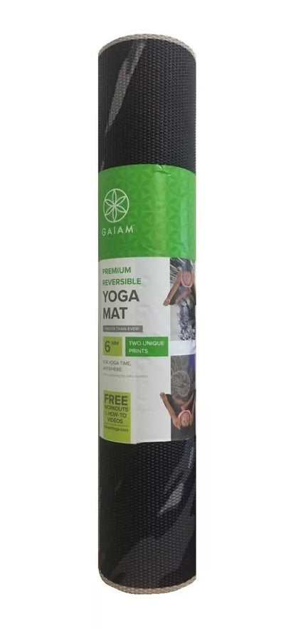 Tapete Para Yoga Gaiam Premium Reversible 6 Mm Negro Spiral