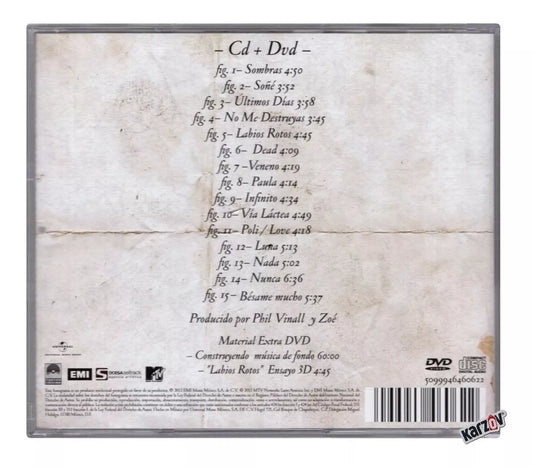 Zoe Musica De Fondo Unplugged Mtv Disco Cd + Dvd