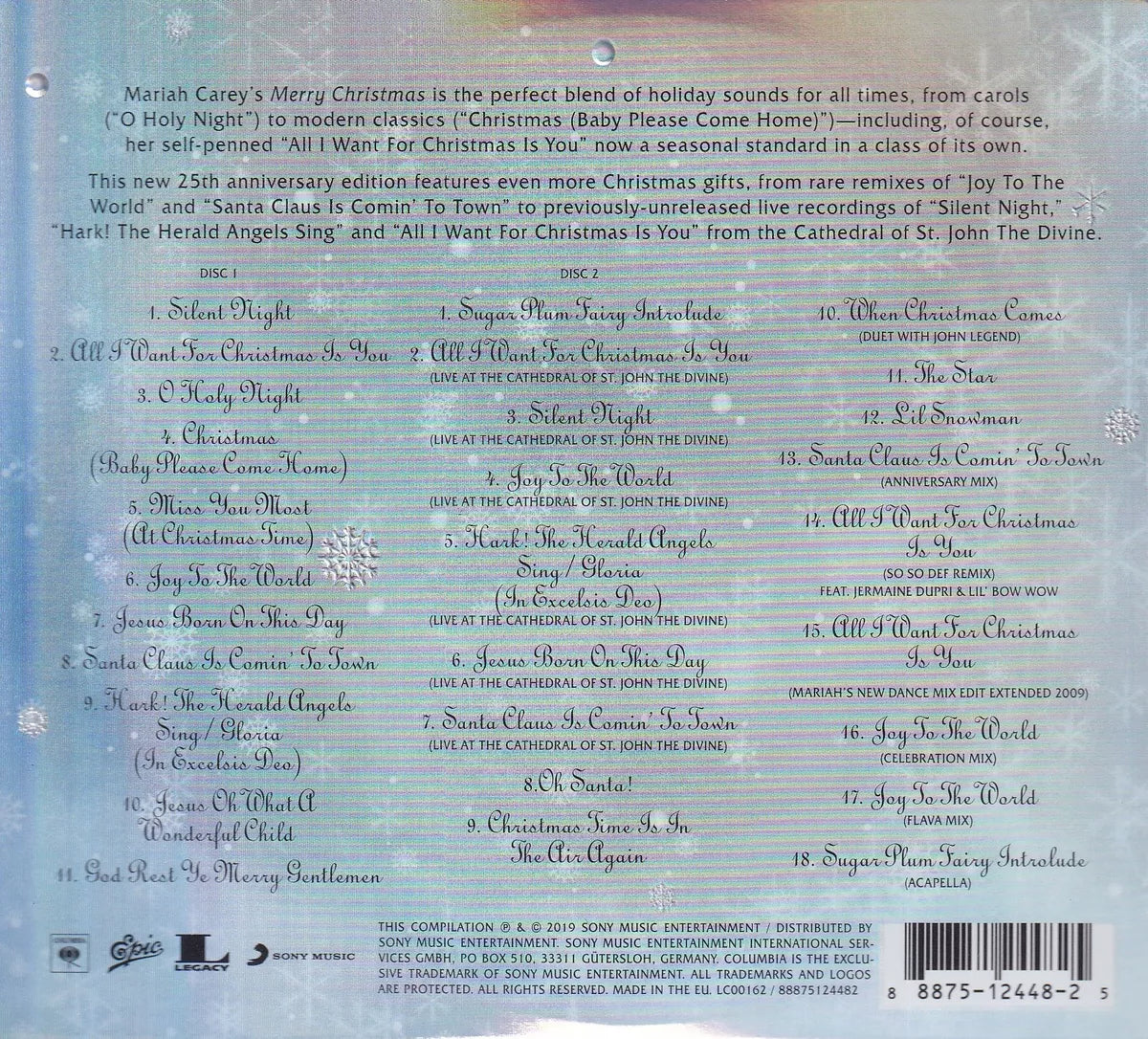 Mariah Carey Merry Christmas Deluxe Anniversary 2 Discos Cd