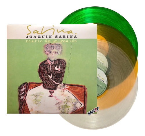 Joaquín Sabina Diario De Un Peatón Crystal & Green & Orange 3 Lp Vinyl
