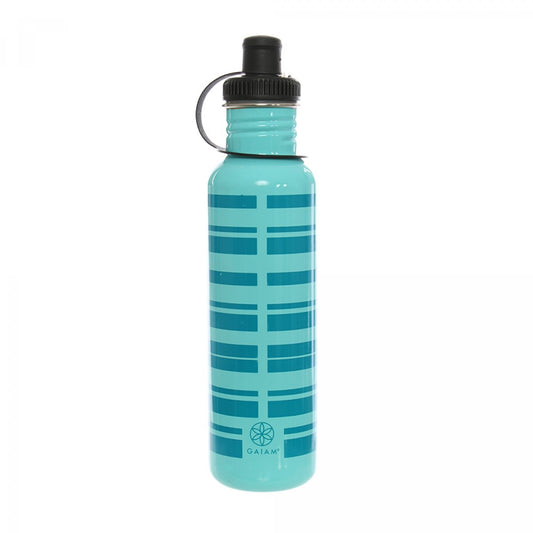 Botella Acero Inoxidable Azul Rayado Yoga Gaiam