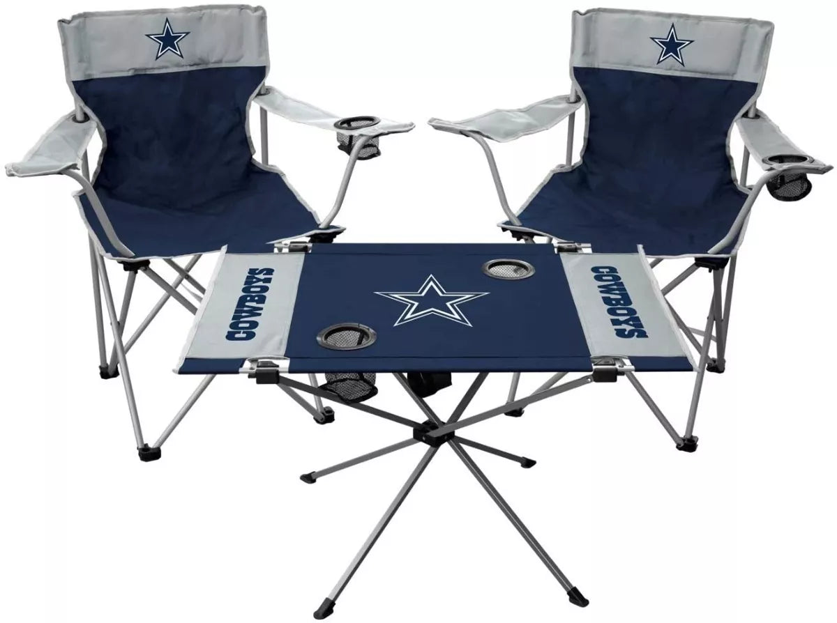Mesa Plegable + 2 Sillas Plegables Nfl Equipo Dallas Cowboys
