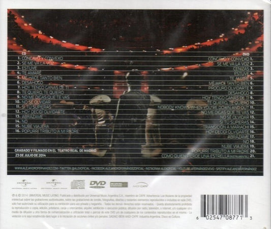 Alejandro Fernandez Confidencias Reales Disco Cd + Dvd
