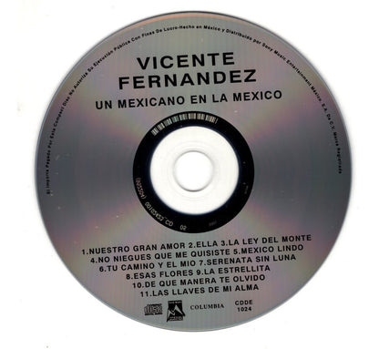 Vicente Fernandez Un Mexicano En La Mexico Disco Cd