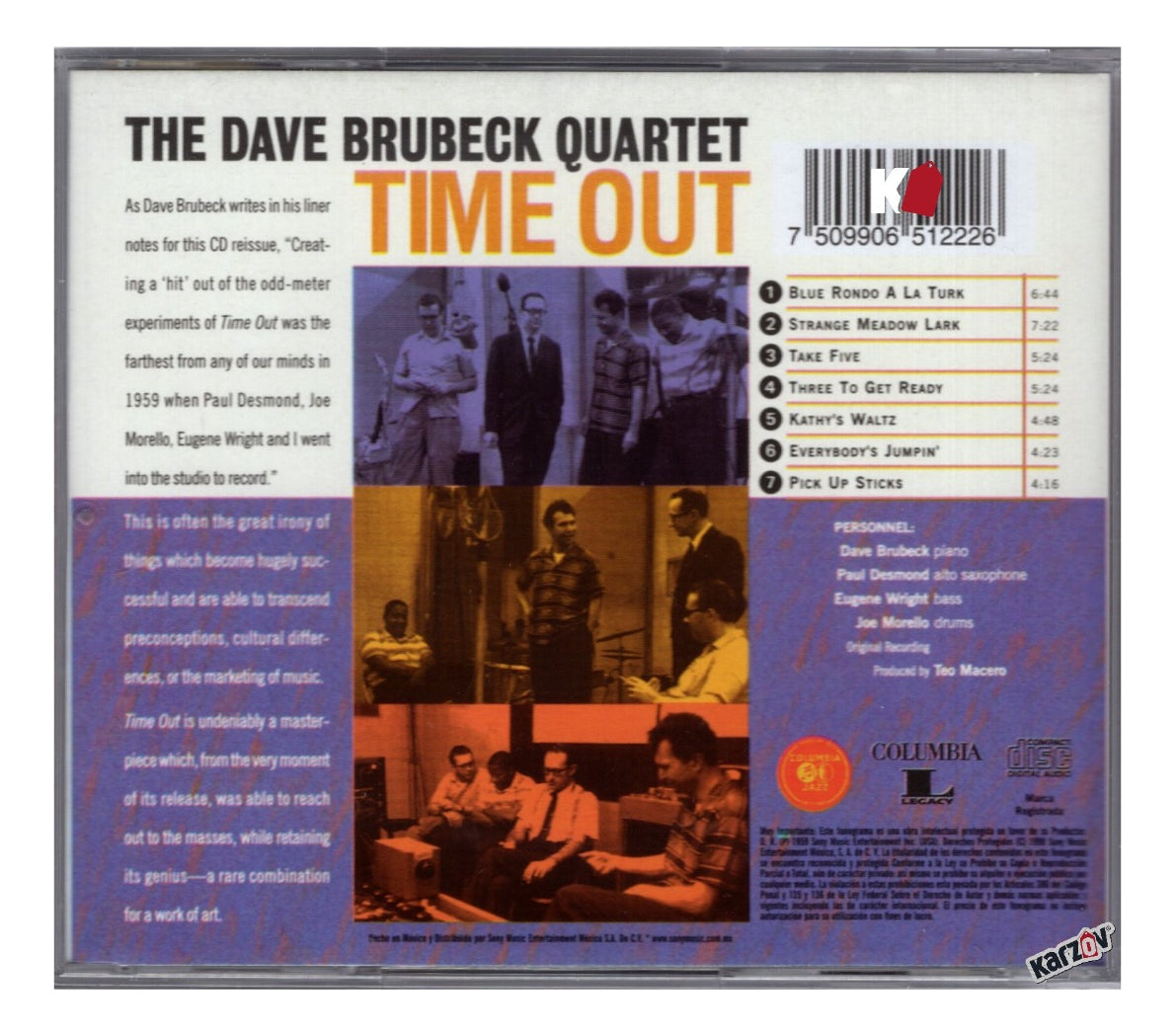 The Dave Brubeck Quartet Time Out Disco Cd