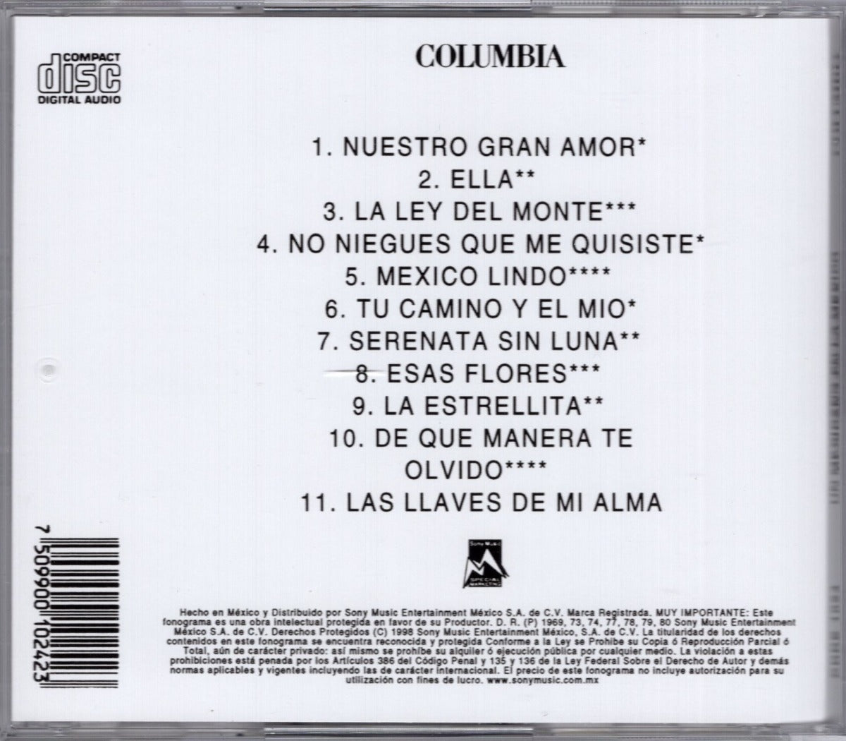 Vicente Fernandez Un Mexicano En La Mexico Disco Cd