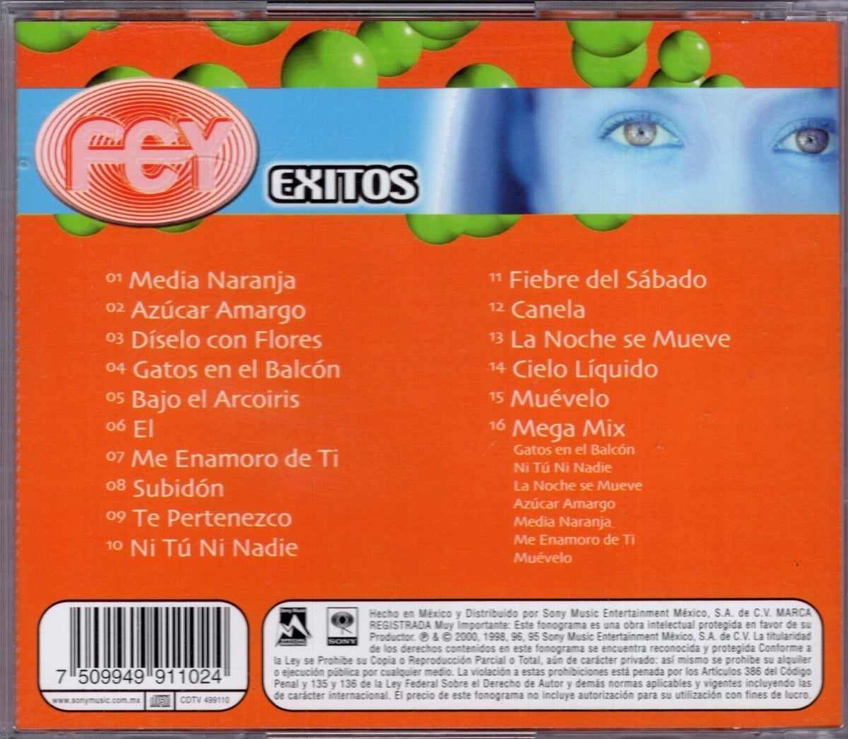 Fey - Exitos - Disco Cd - Nuevo - 16 Canciones