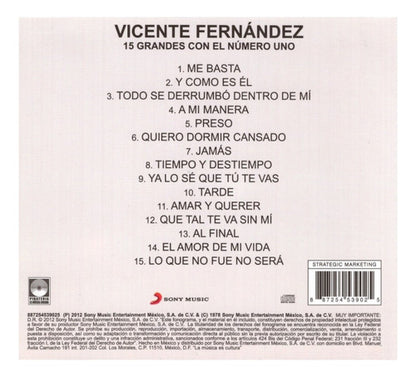 Vicente Fernandez 15 Grandes Con El Numero 1 Disco Cd