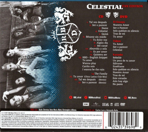 Rbd Rebelde Celestial Edición Fan 2 Discos Cd + Dvd