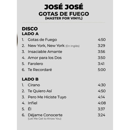 Jose Jose Gotas De Fuego Lp Vinyl