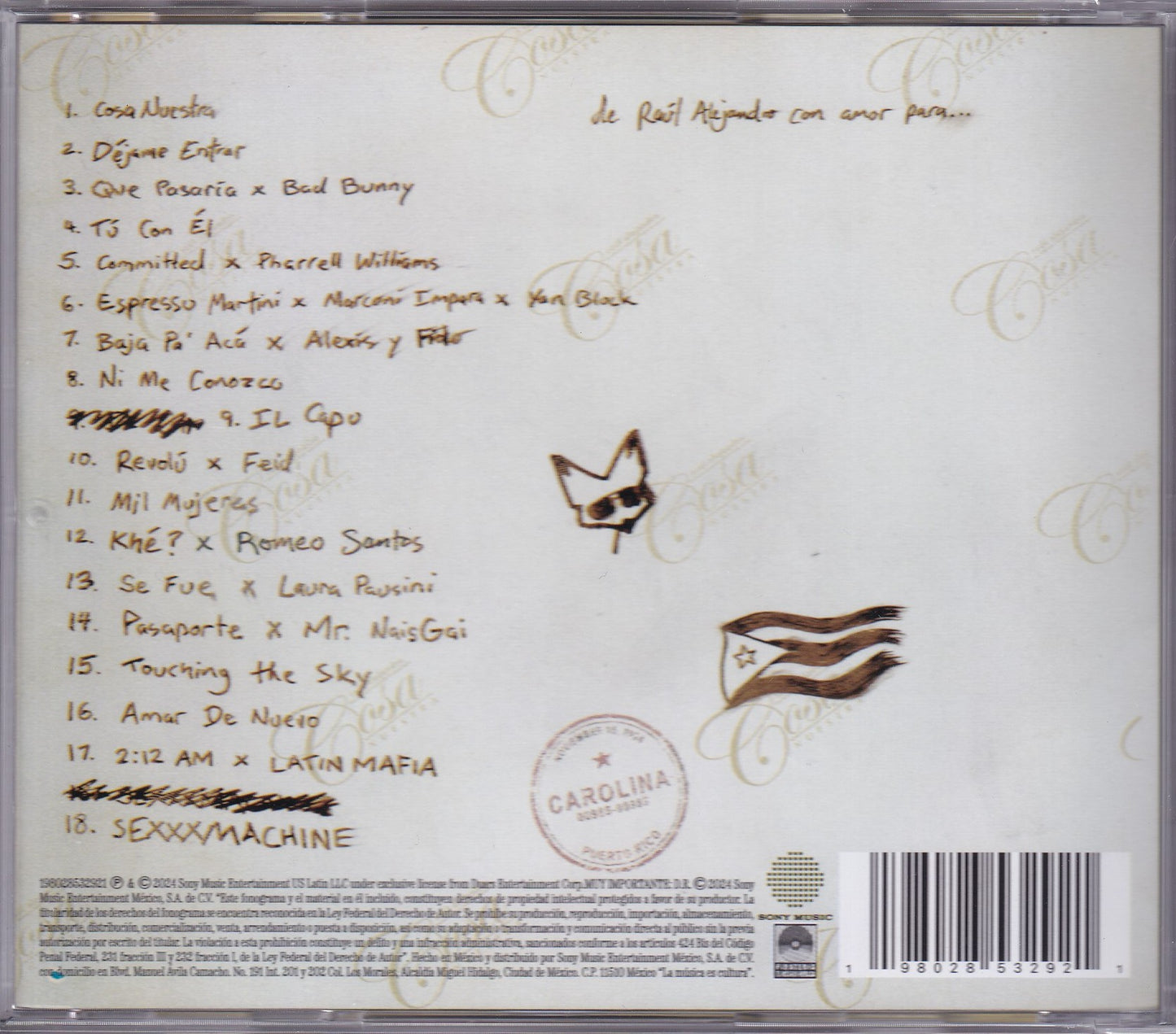 Rauw Alejandro Cosa Nuestra Disco Cd