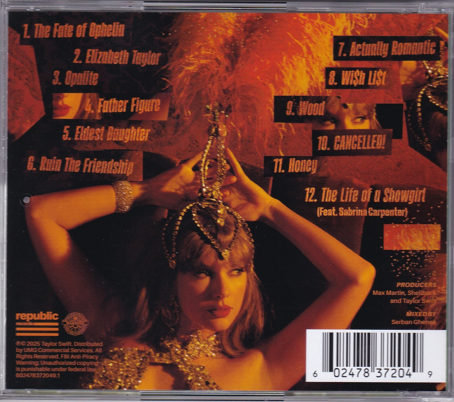 Taylor Swift The Life Of A Showgirl Disco Cd + Poster