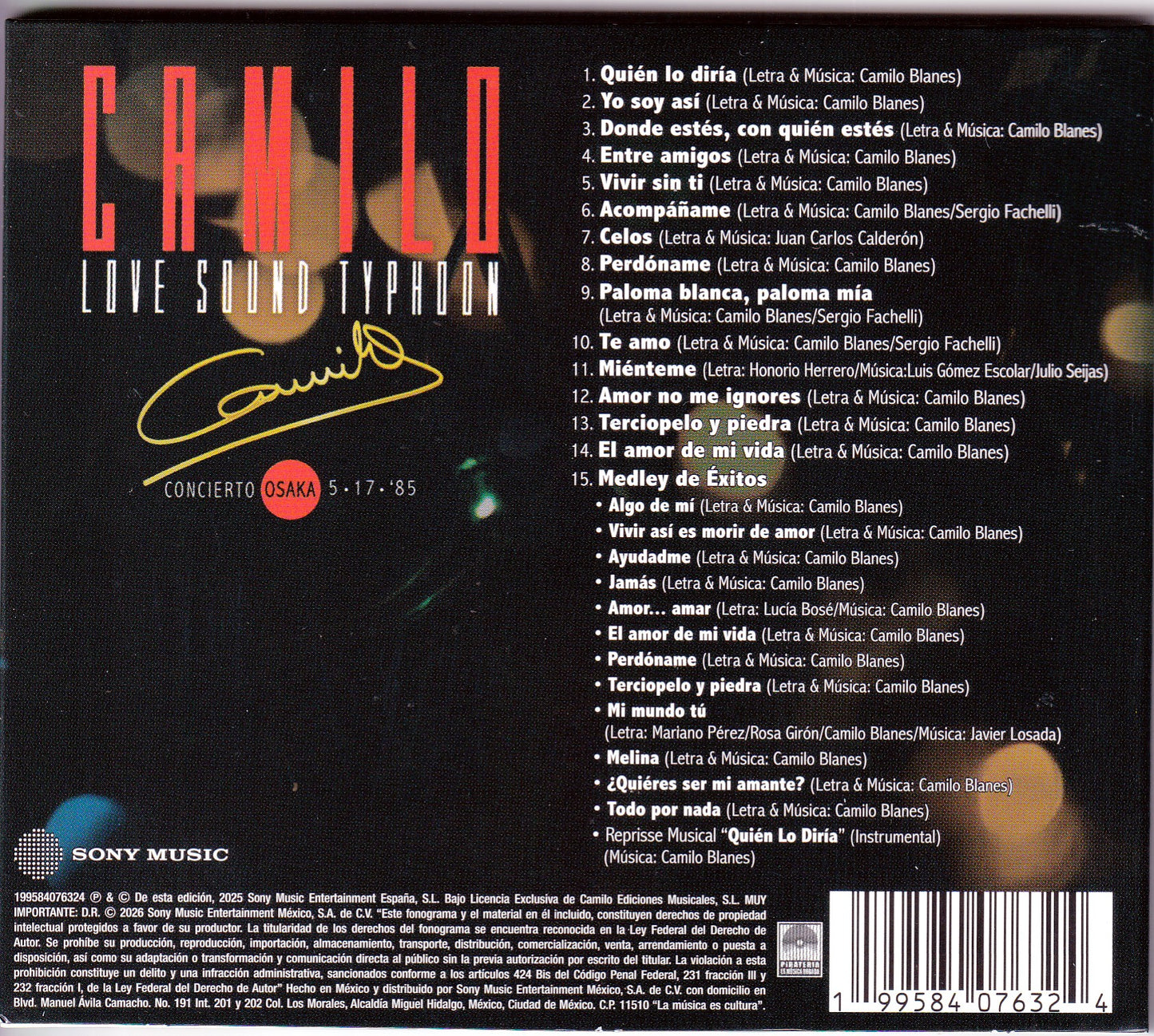 Camilo Sesto Love Sound Typhoon Concierto Osaka Cd + Dvd