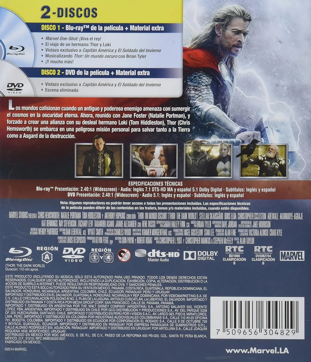 Thor 2 Un Mundo Oscuro Pelicula Blu-ray + Dvd