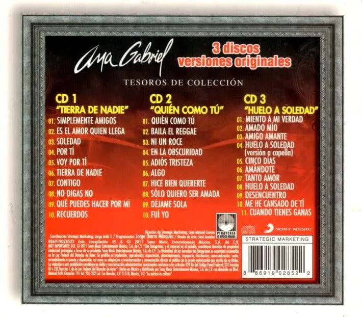 Ana Gabriel Tesoros De Coleccion Tierra De Nadie Y Mas 3 Cd
