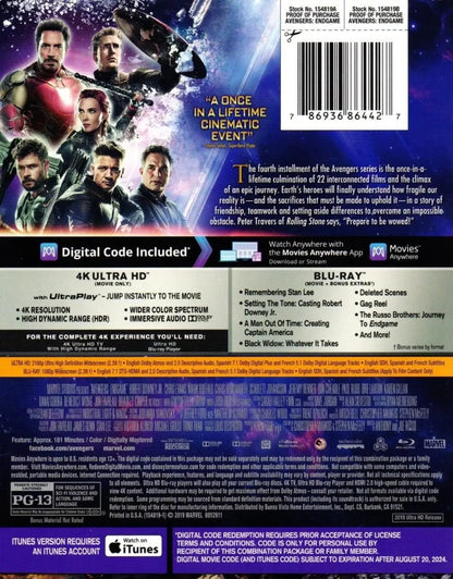 Avengers Endgame Blu Ray 4k+br+dc+digibook 3 Discos