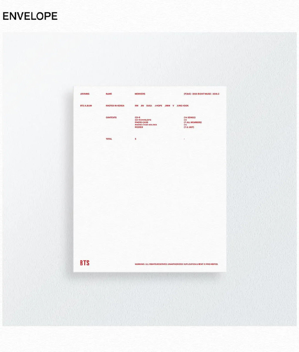 Bts The 5th Album Arirang Original Rooted