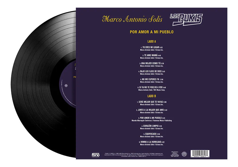 Los Bukis Por Amor A Mi Pueblo Lp Vinyl