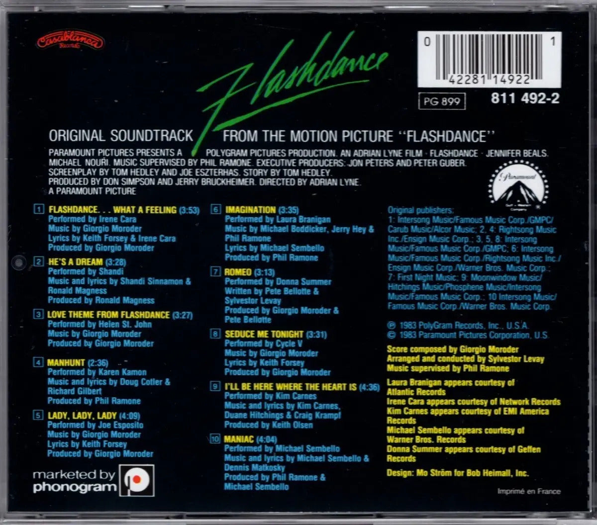 Electrodanza Flashdance Soundtrack Disco Cd