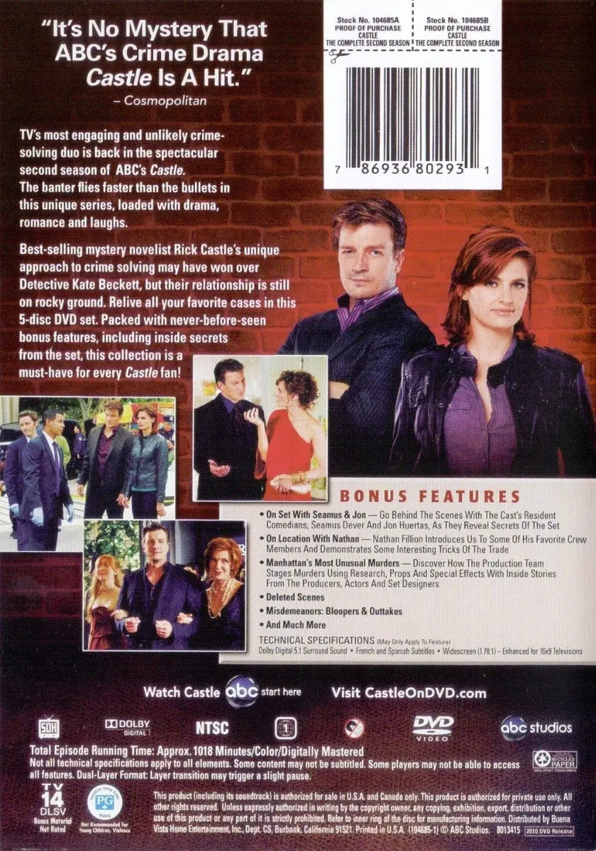Castle Segunda Temporada 2 Dos Importada Dvd