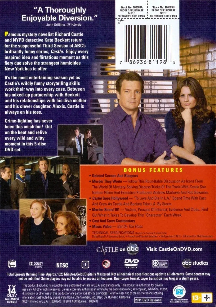 Castle Tercera Temporada 3 Tres Importada Dvd