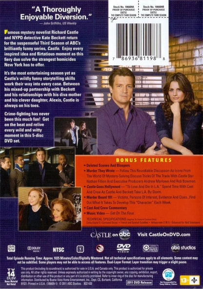 Castle Tercera Temporada 3 Tres Importada Dvd