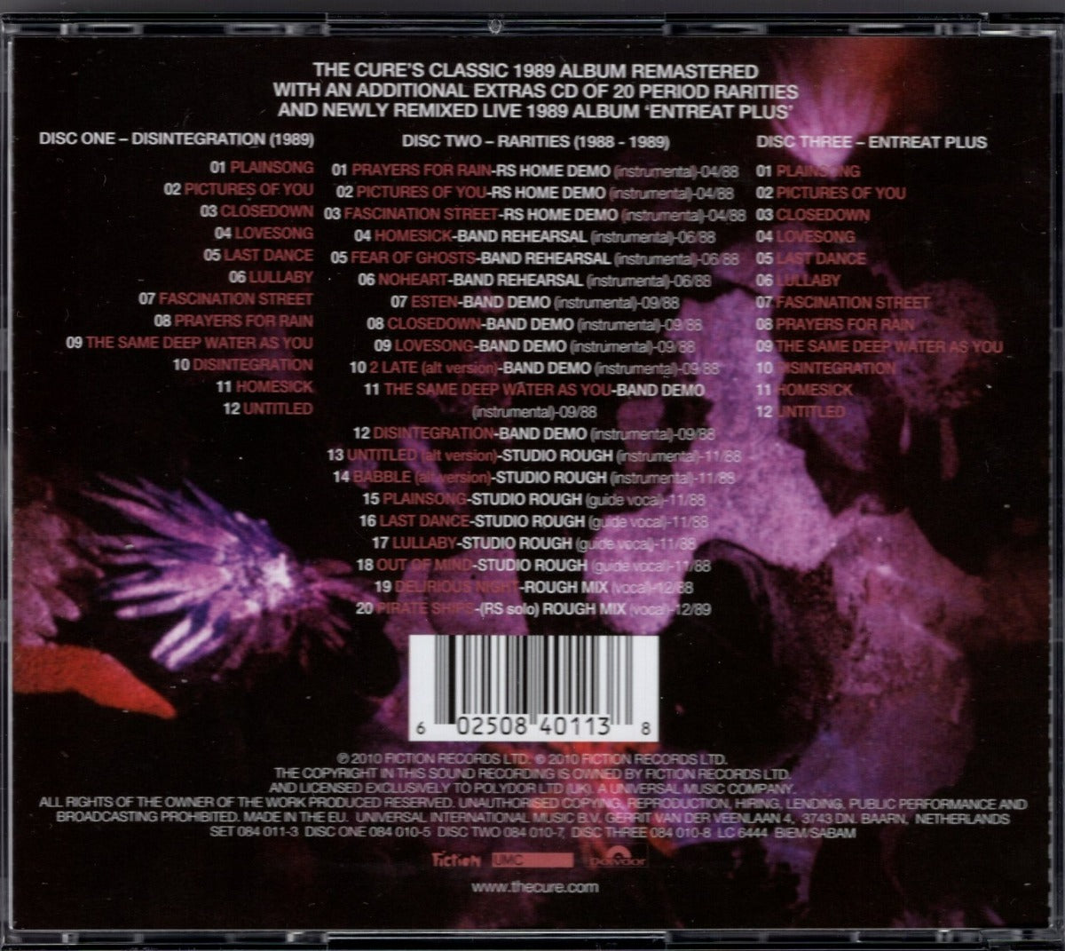 The Cure Disintegration Remastered 3 Discos Cd