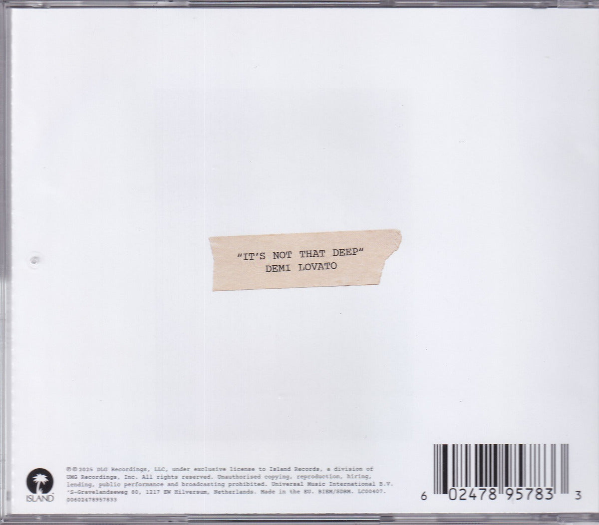 Demi Lovato It's Not That Deep Cd Importado Cd