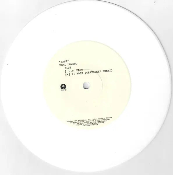 Demi Lovato Fast Single 7 Pulgadas Clear Lp Vinyl
