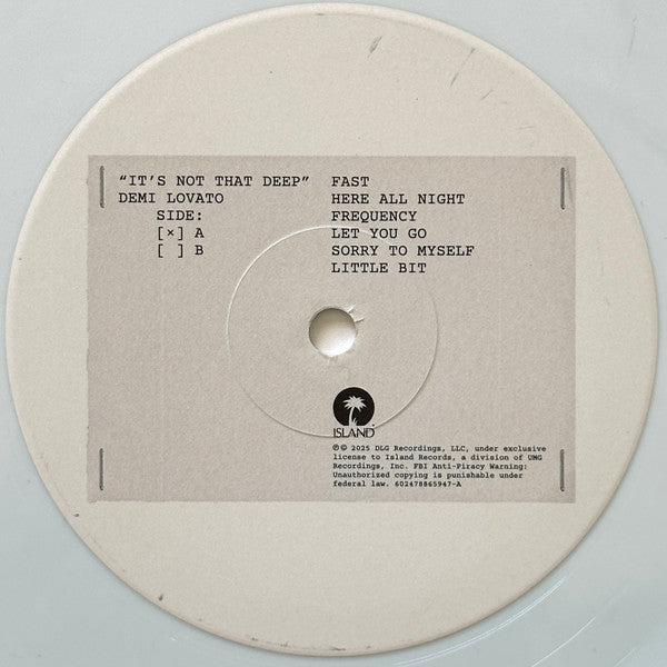 Demi Lovato It's Not That Deep Lp Vinyl Lavender