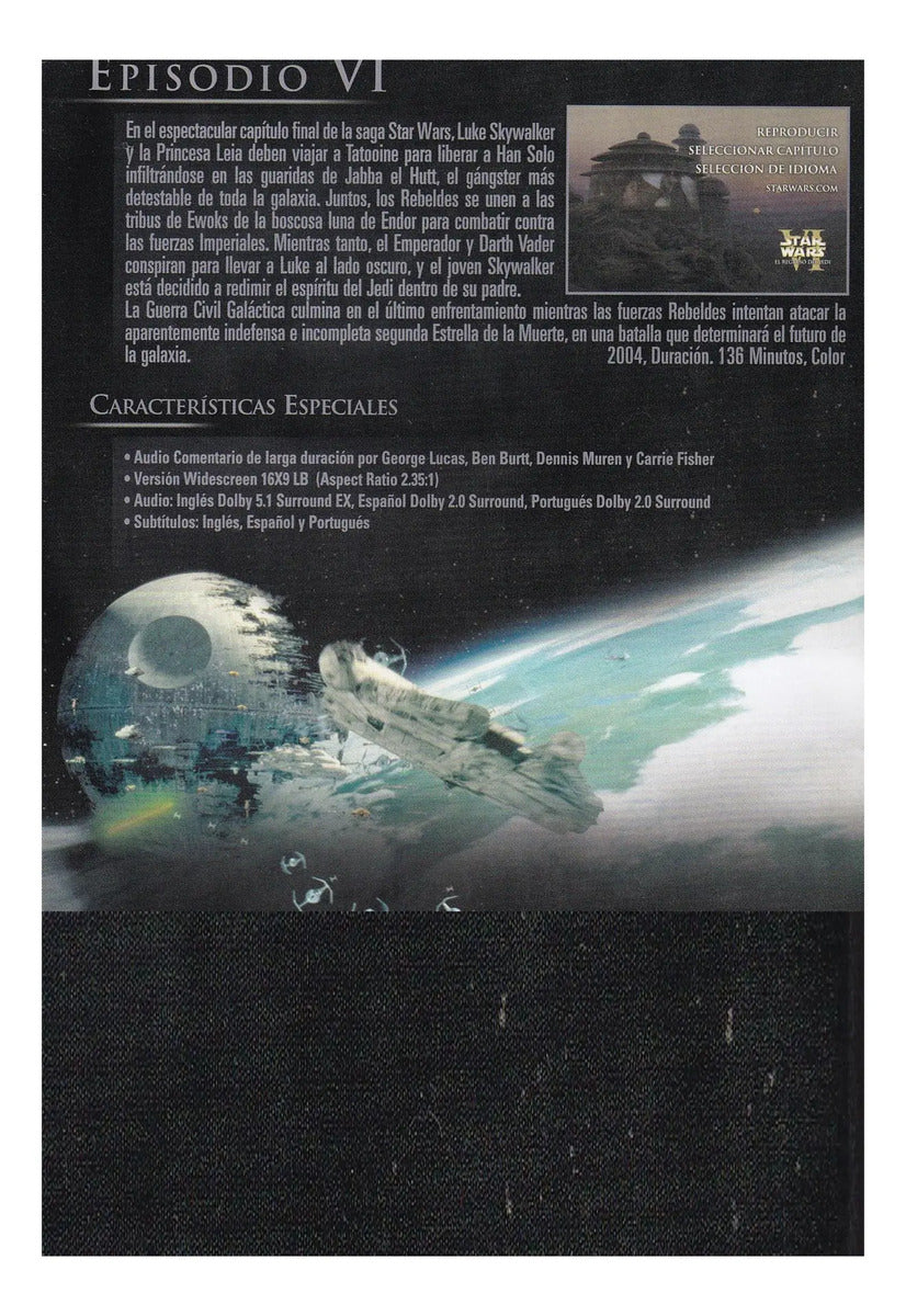 Star Wars Episodio Vi 6 El Regreso Del Jedi Pelicula Dvd