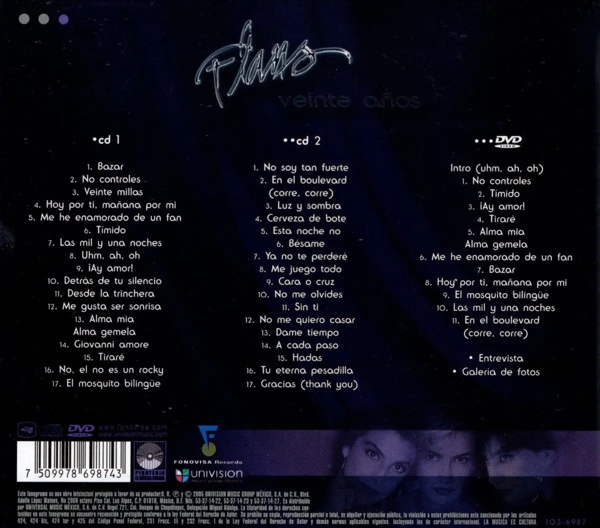 Flans Veinte Años 20 Años Set 3 Discos 2 Cd + Dvd