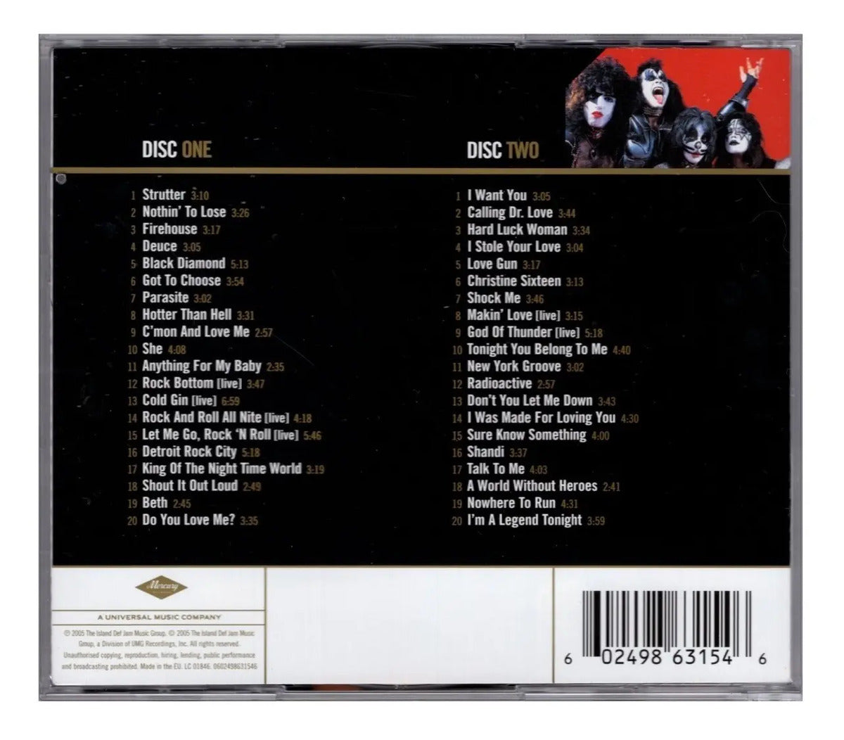 Kiss Gold 2 Discos Cd (40 Canciones)
