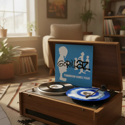 Gorillaz Tomorrow Comes Today Vinyl 12 White/blue Lp Vinyl Edición Limitada