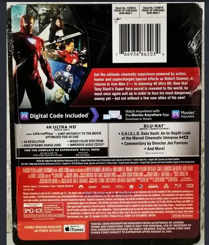 Iron Man 2 Marvel Target Steelbook Pelicula 4k Ultra Hd