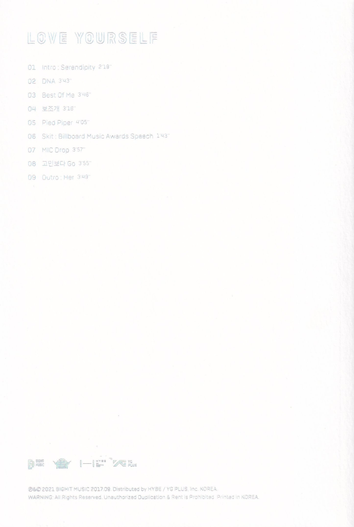 Bts Love Yourself Her Komca Album Full Version E