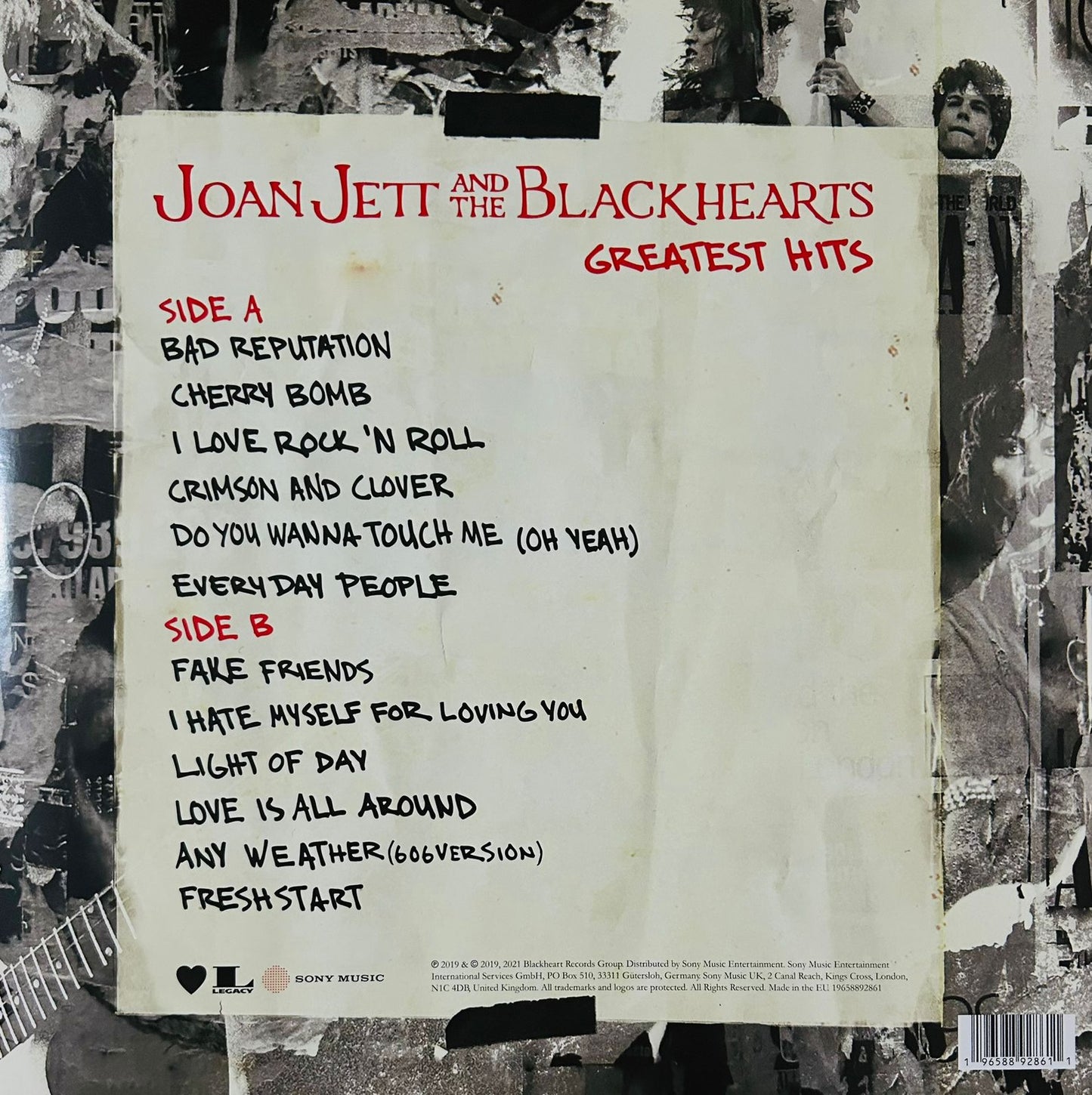 Joan Jett Greatest Hits Lp Vinyl