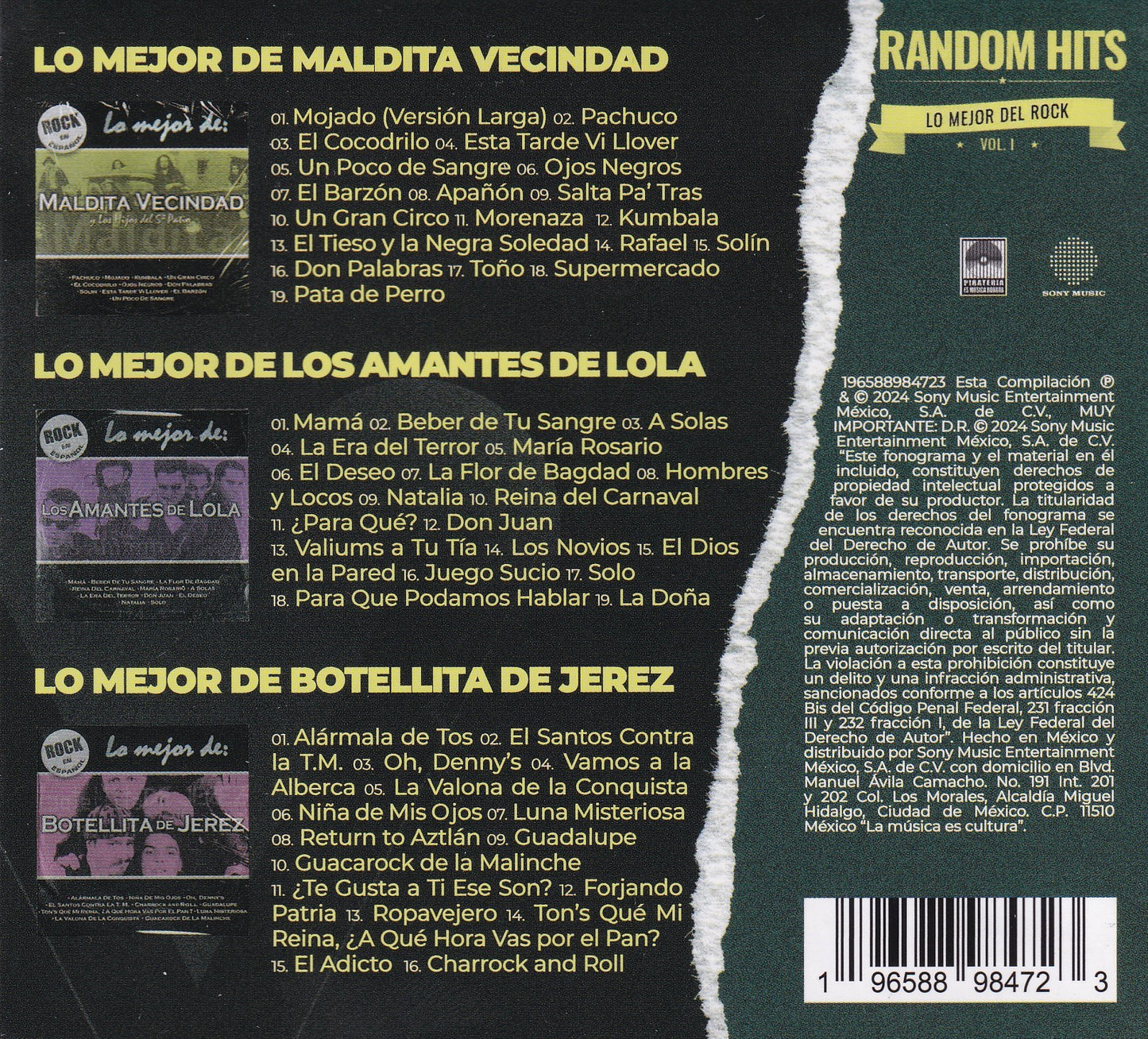 Lo Mejor Del Rock Vol 1 Maldita Vecindad & Botellita 3 Cd