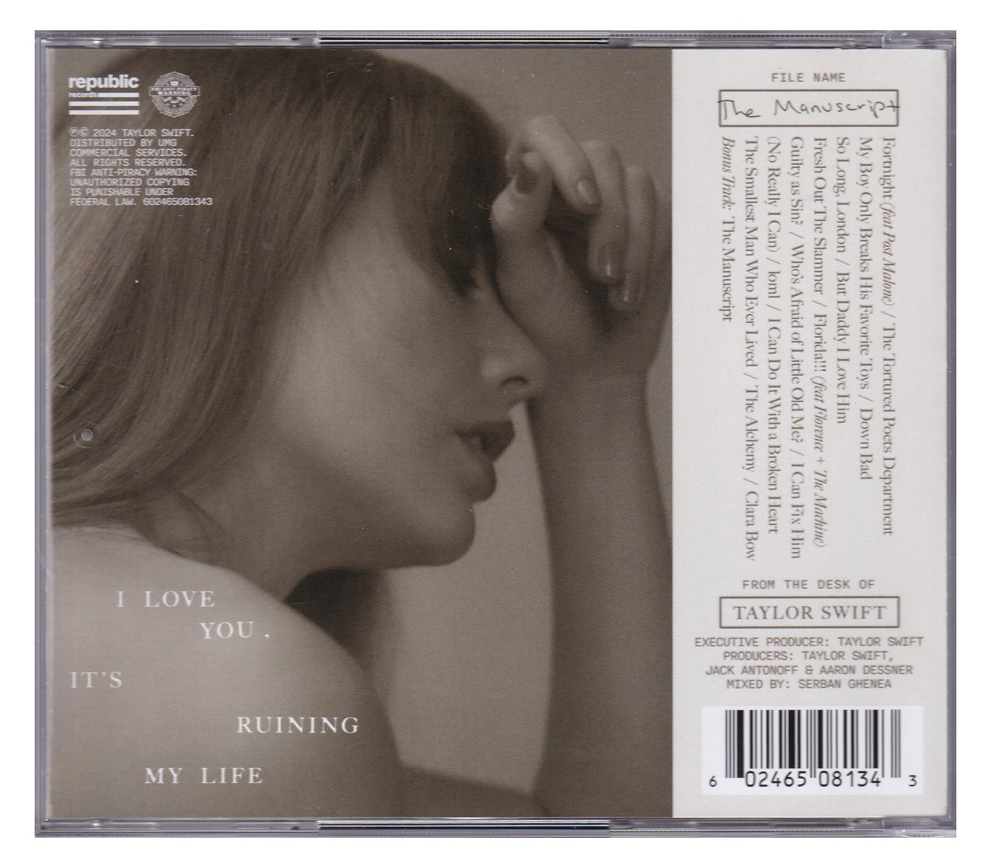 Taylor Swift The Tortured Poets Department Disco Cd