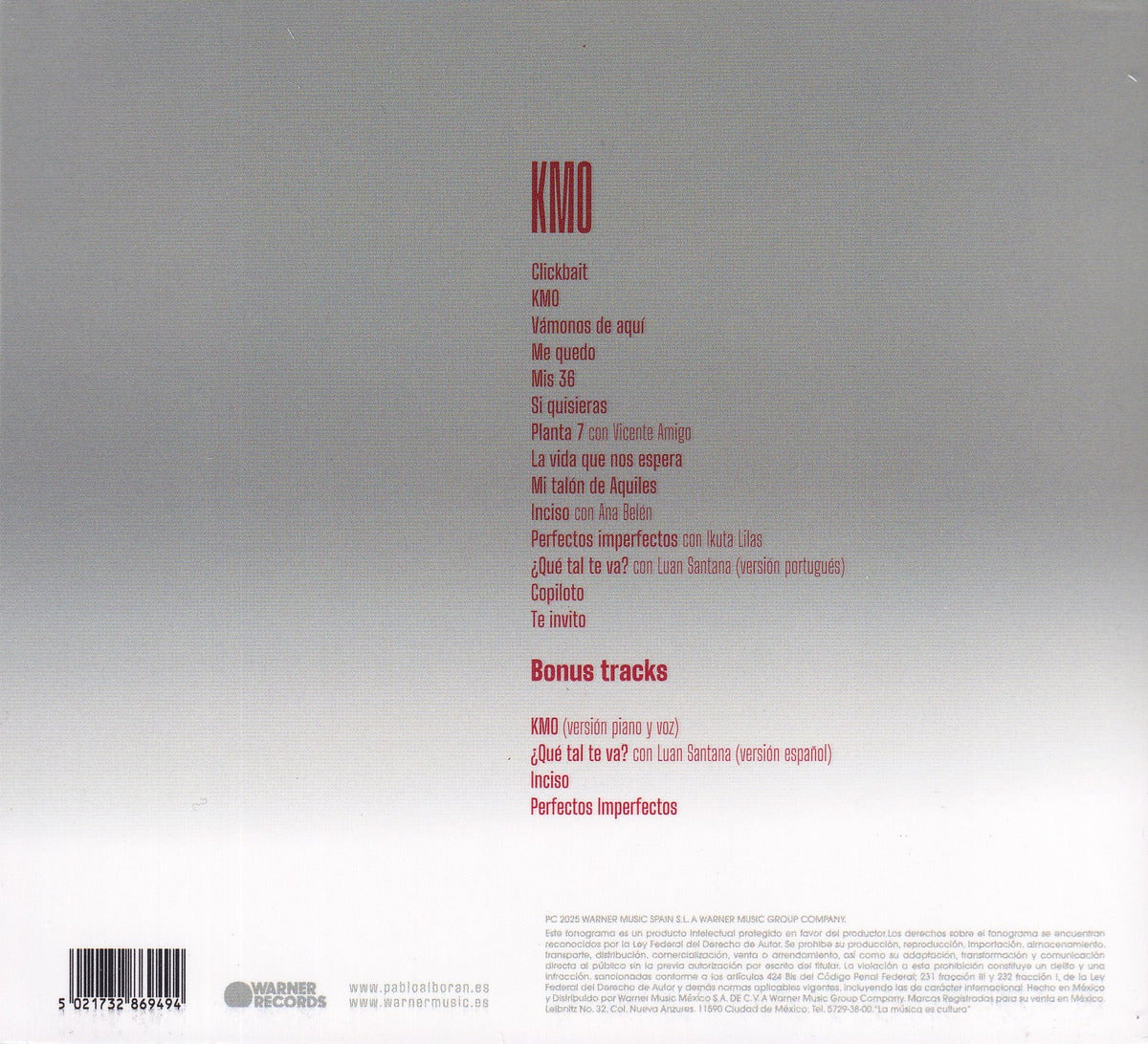 Pablo Alboran Kmo Disco Cd Digipack