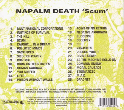 Napalm Death Scum Cd